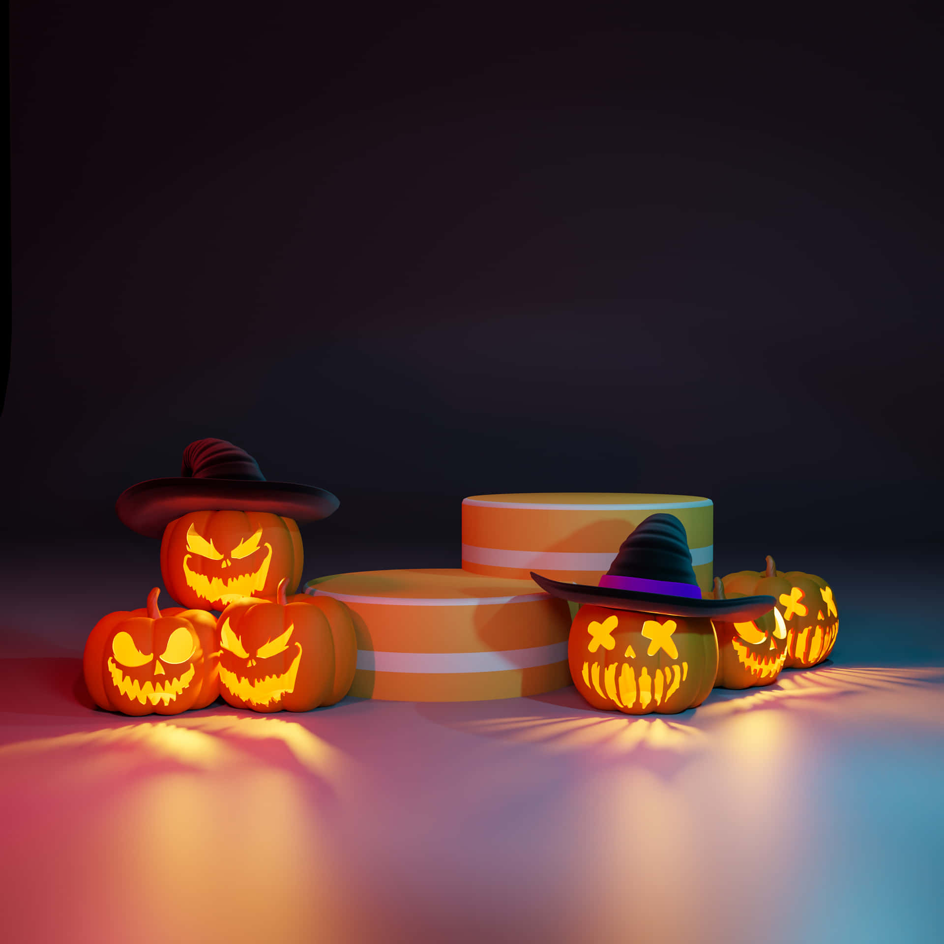 Carved Pumpkins On Stage