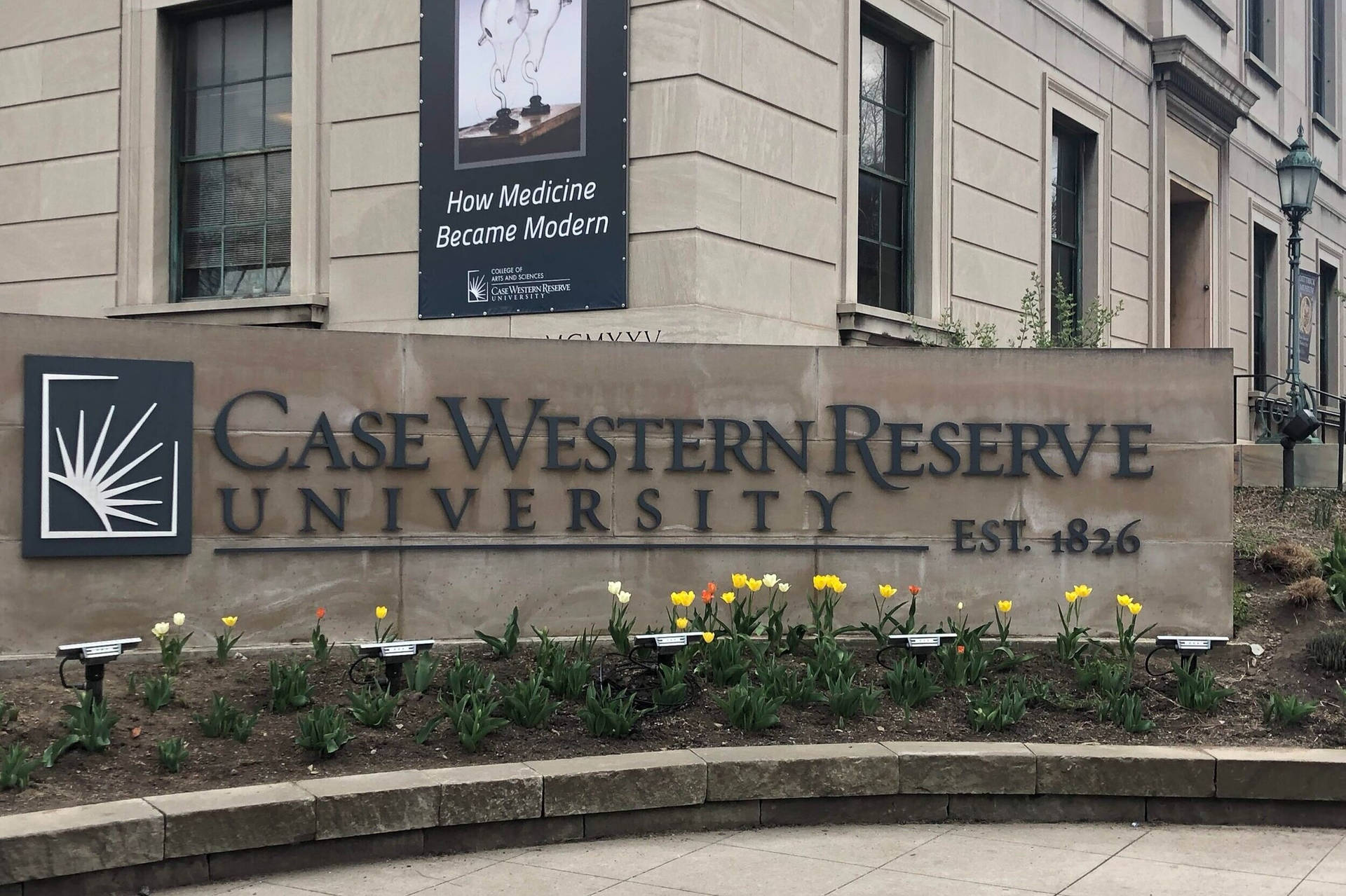 Case Western Reserve University Sign Front View Background