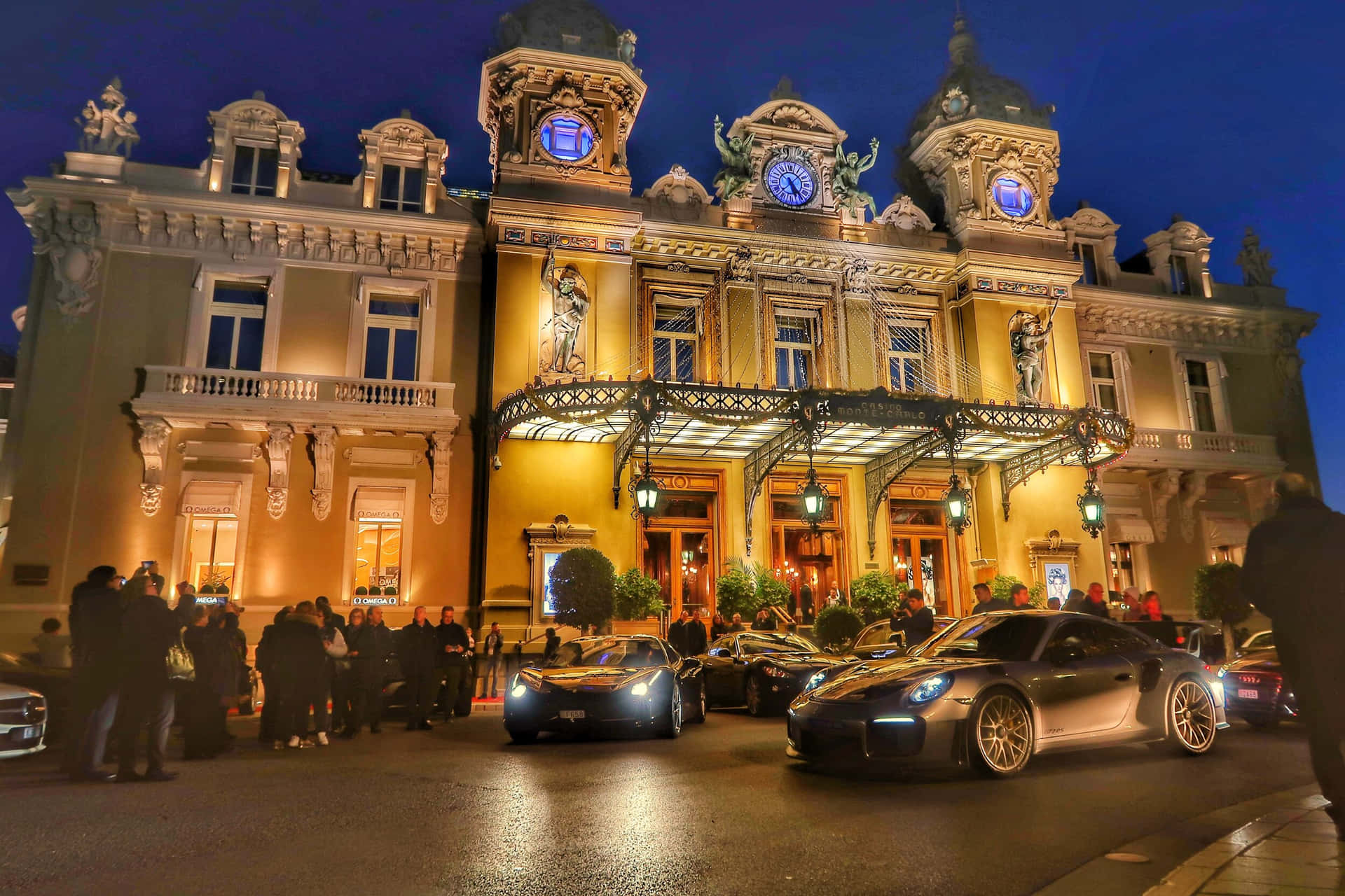 Casino De Monte Carlo Centerpiece In Monaco Background