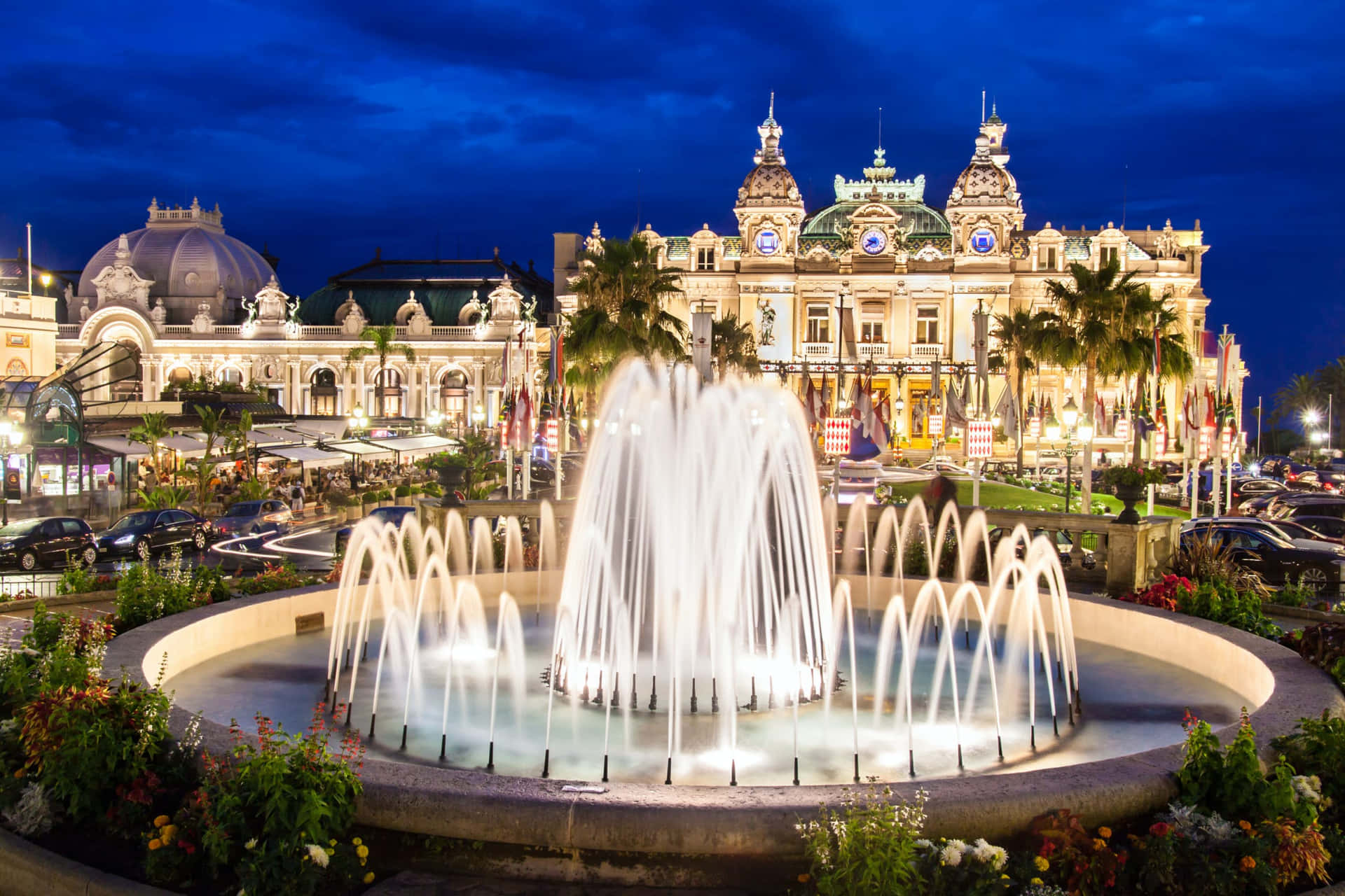 Casino De Monte Carlo Fountain View Background
