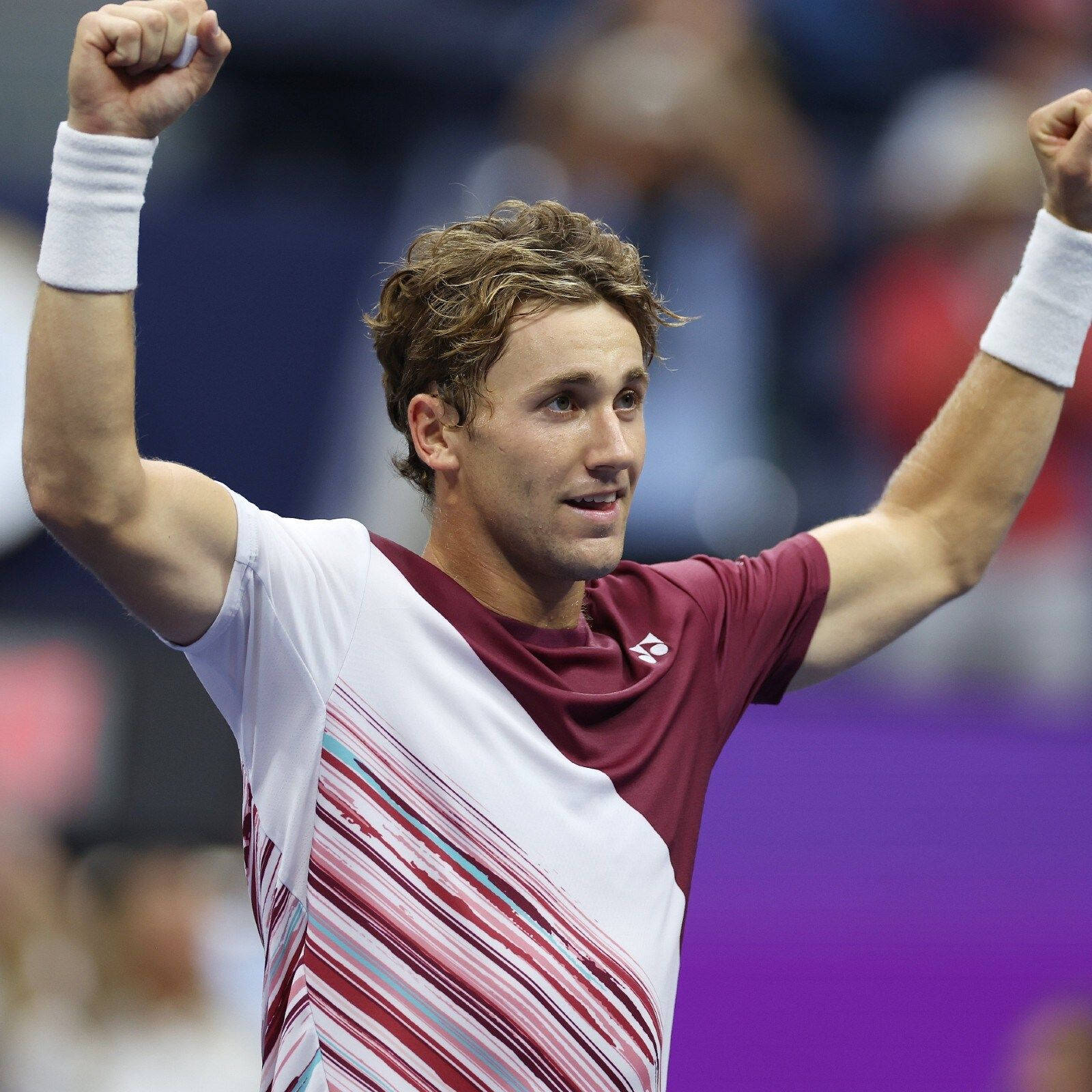 Casper Ruud Celebrating After A Win Background