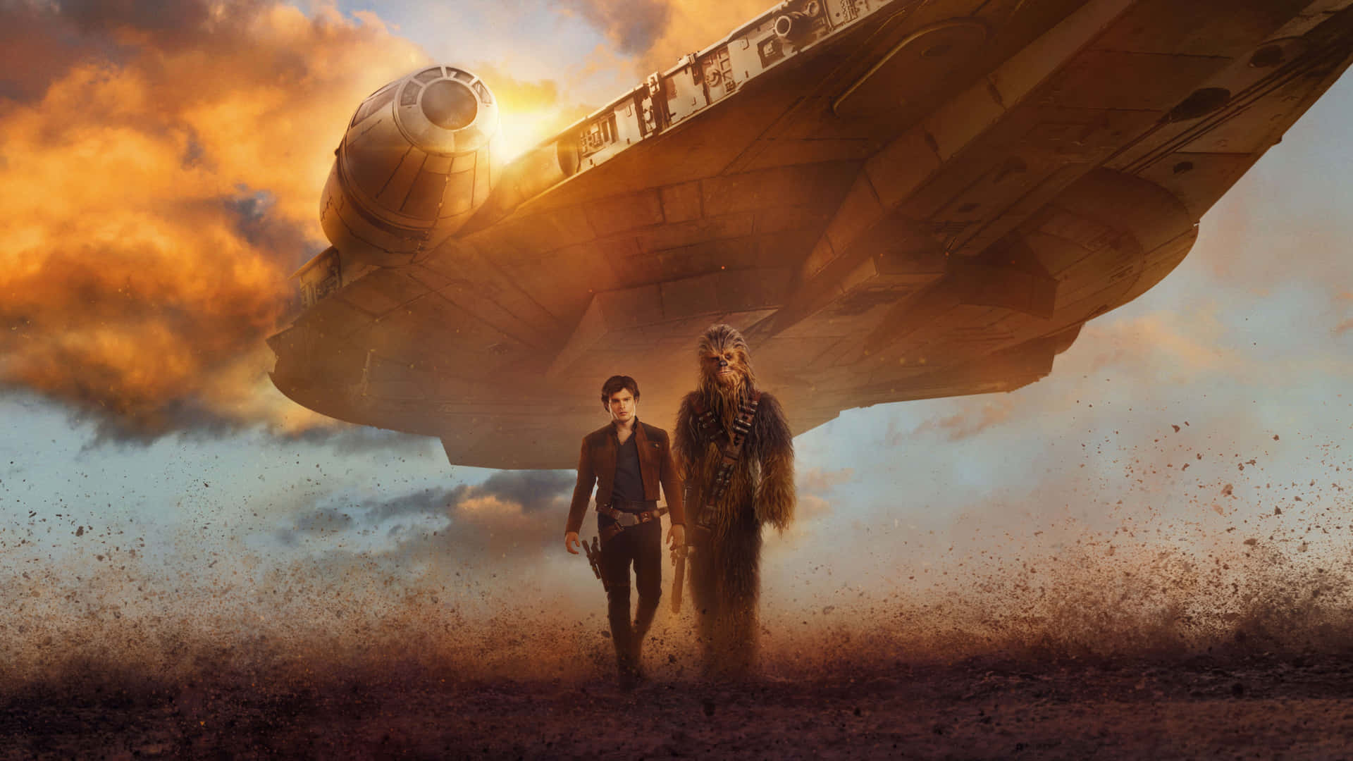 Cassian And Jyn Erso Take A Ride On The Legendary Millennium Falcon. Background