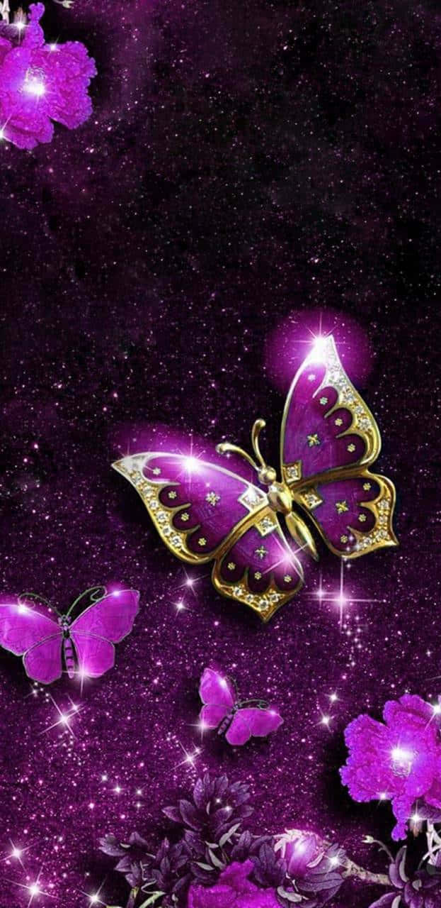 Cast A Spell Of Glittery Serenity With This Beautiful Butterfly. Background