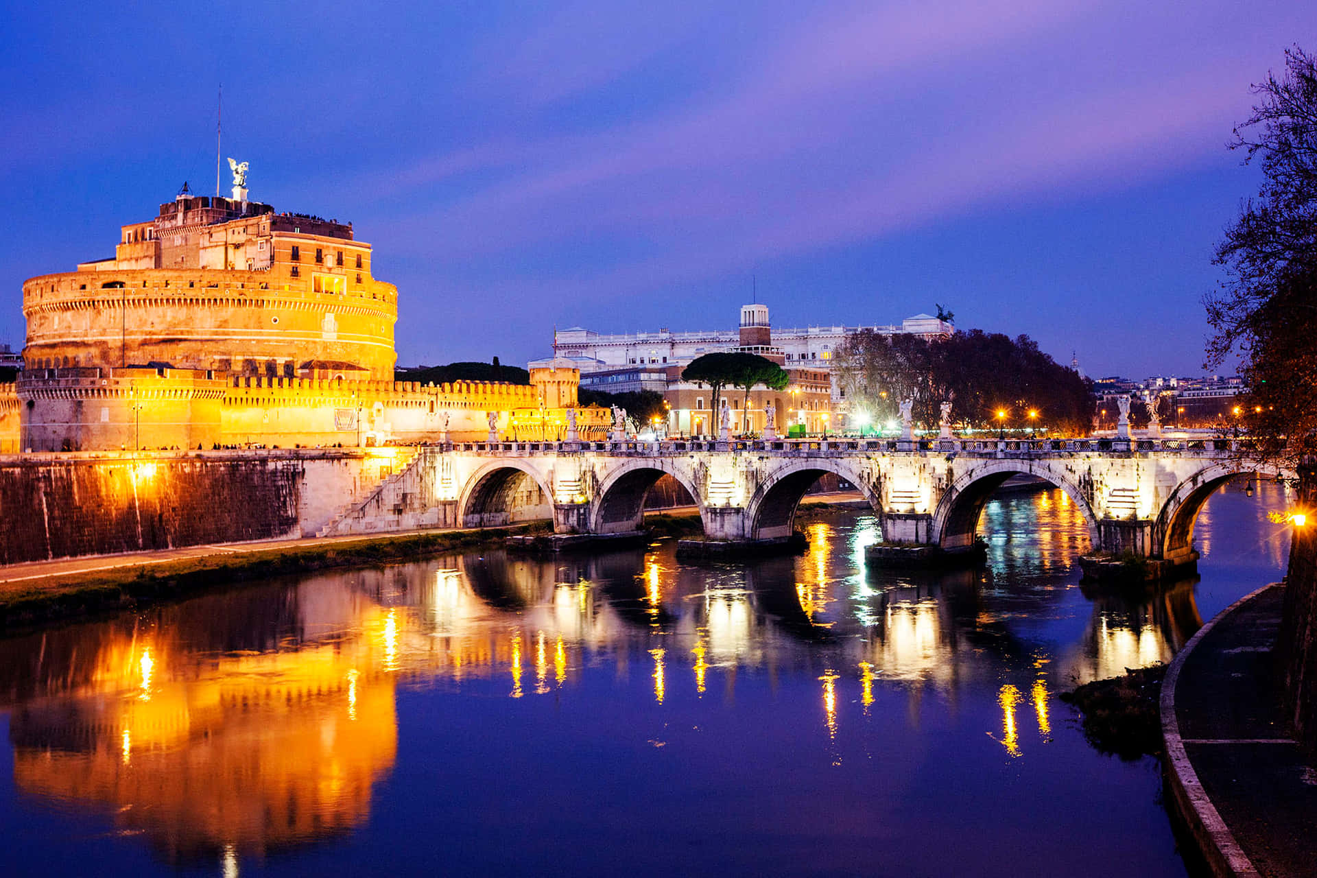Castel Santangelo And Purple Night Sky