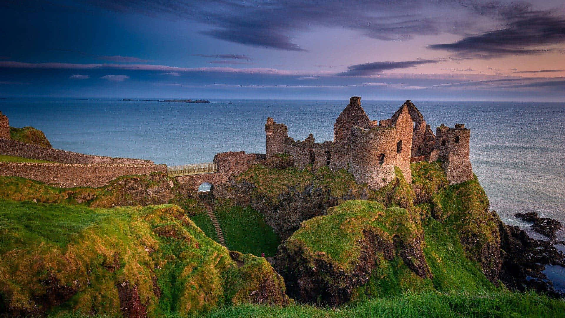 Castle Cliff With Ocean Overlooking Ireland Desktop Background