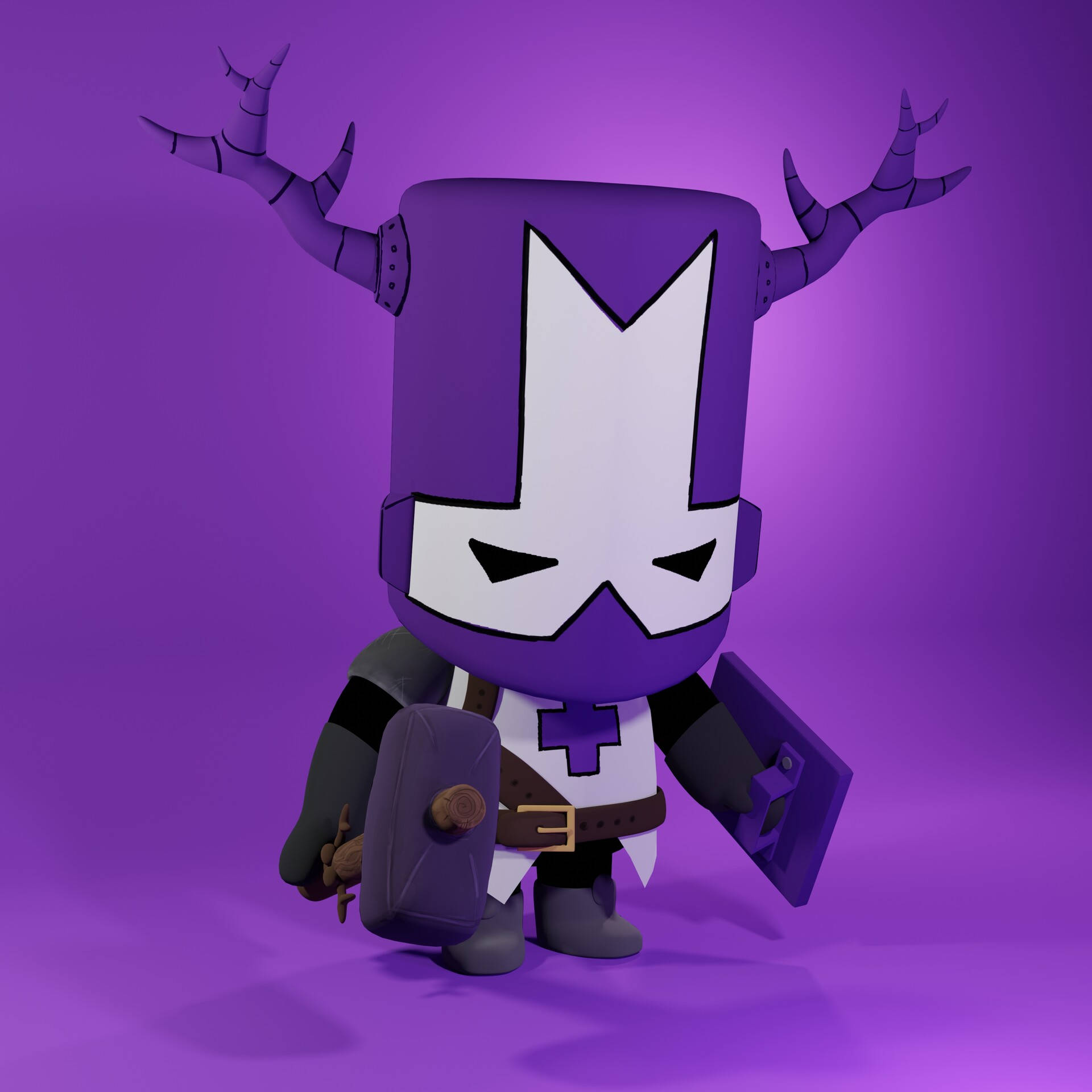 Castle Crashers Blacksmith Purple Knight Background