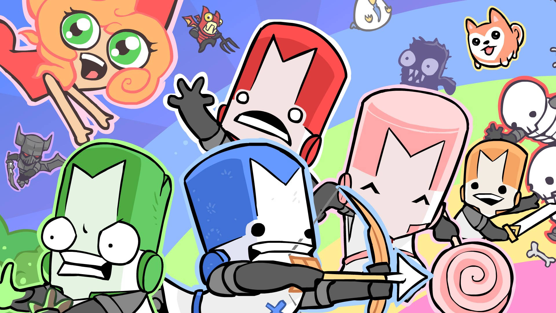 Castle Crashers Characters Pastel Colors Background