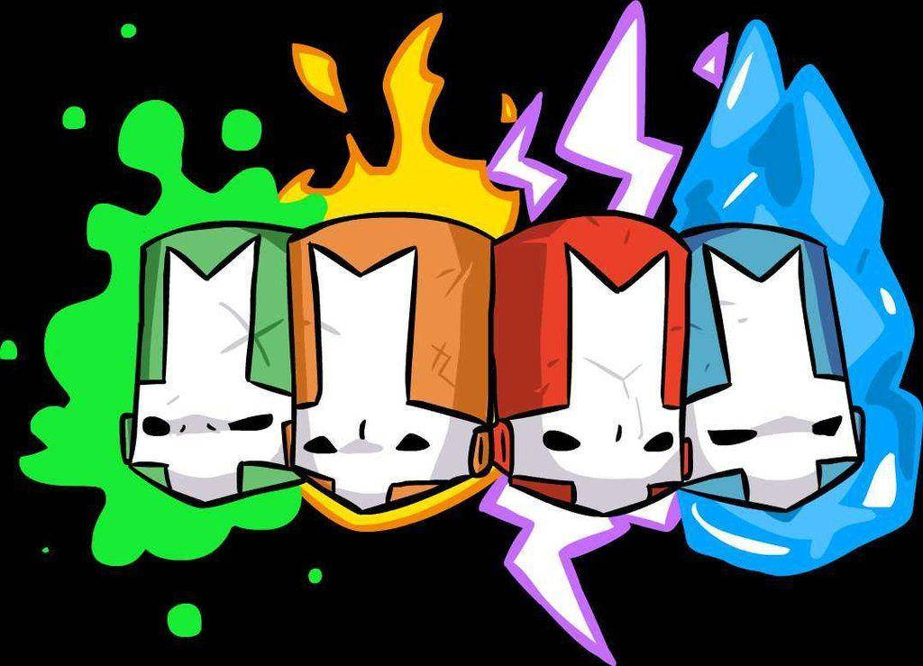 Castle Crashers Four Knights Colorful Heads Background