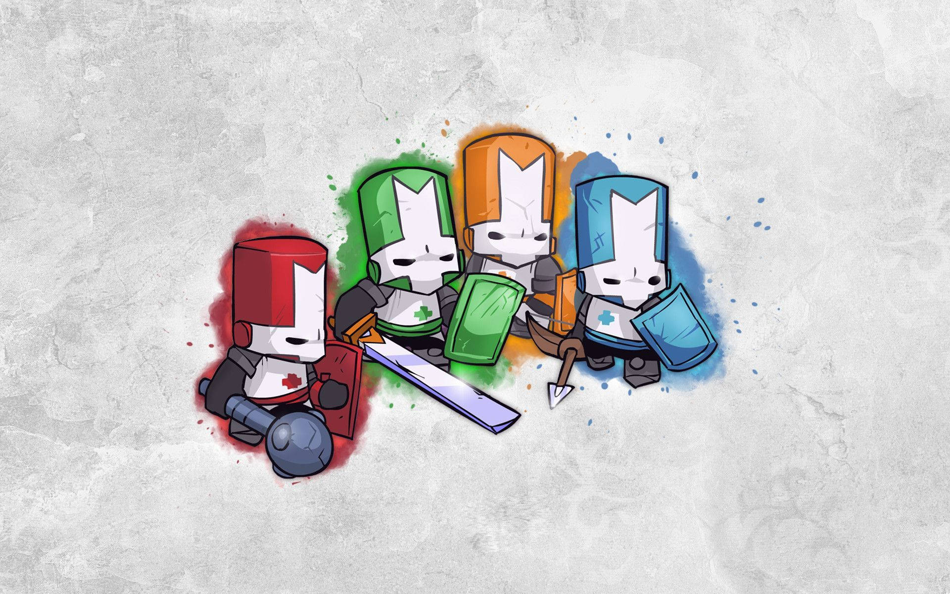 Castle Crashers Four Knights In Rough Background Background