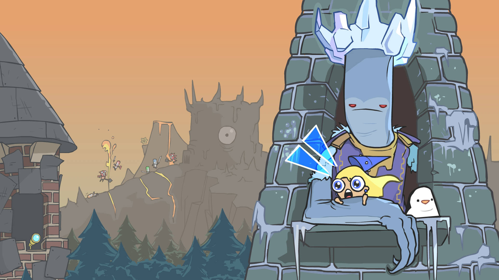 Castle Crashers Knights Frost King And Blue Princess Background