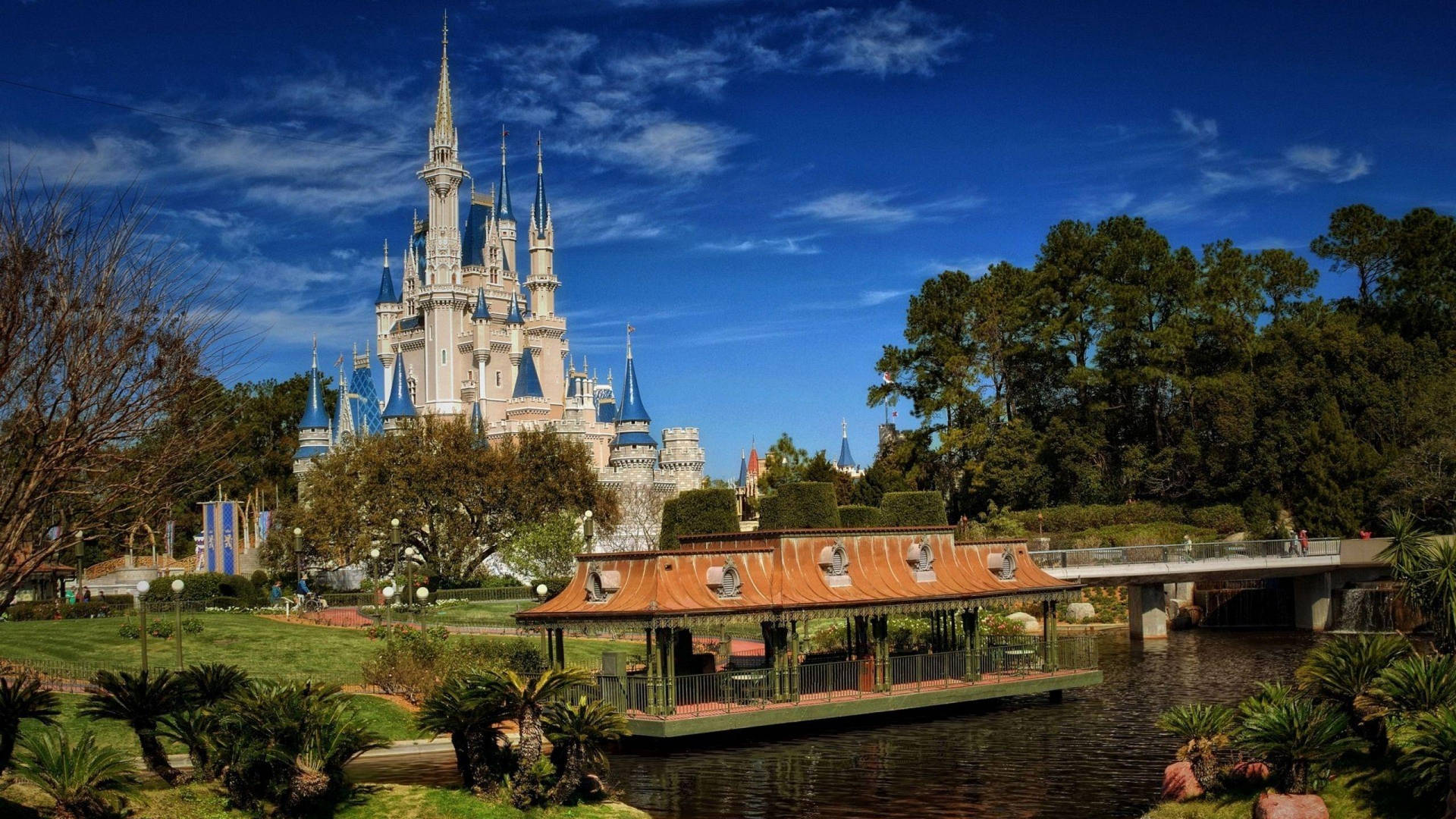 Castle Side View Walt Disney World Desktop Background