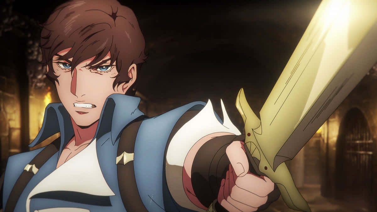 Castlevania Animated Hero With Sword Background