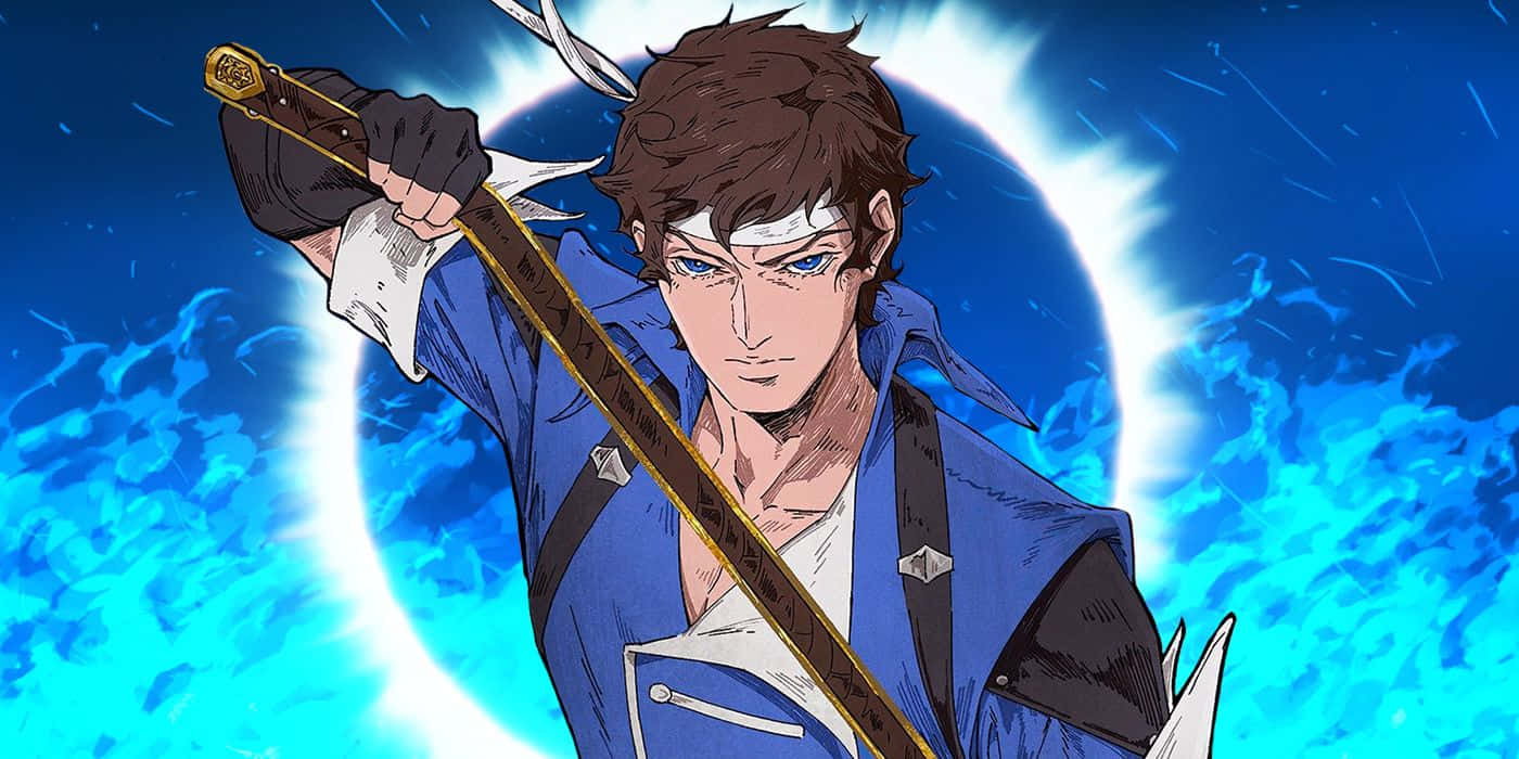 Castlevania Animated Series Character With Spear Background