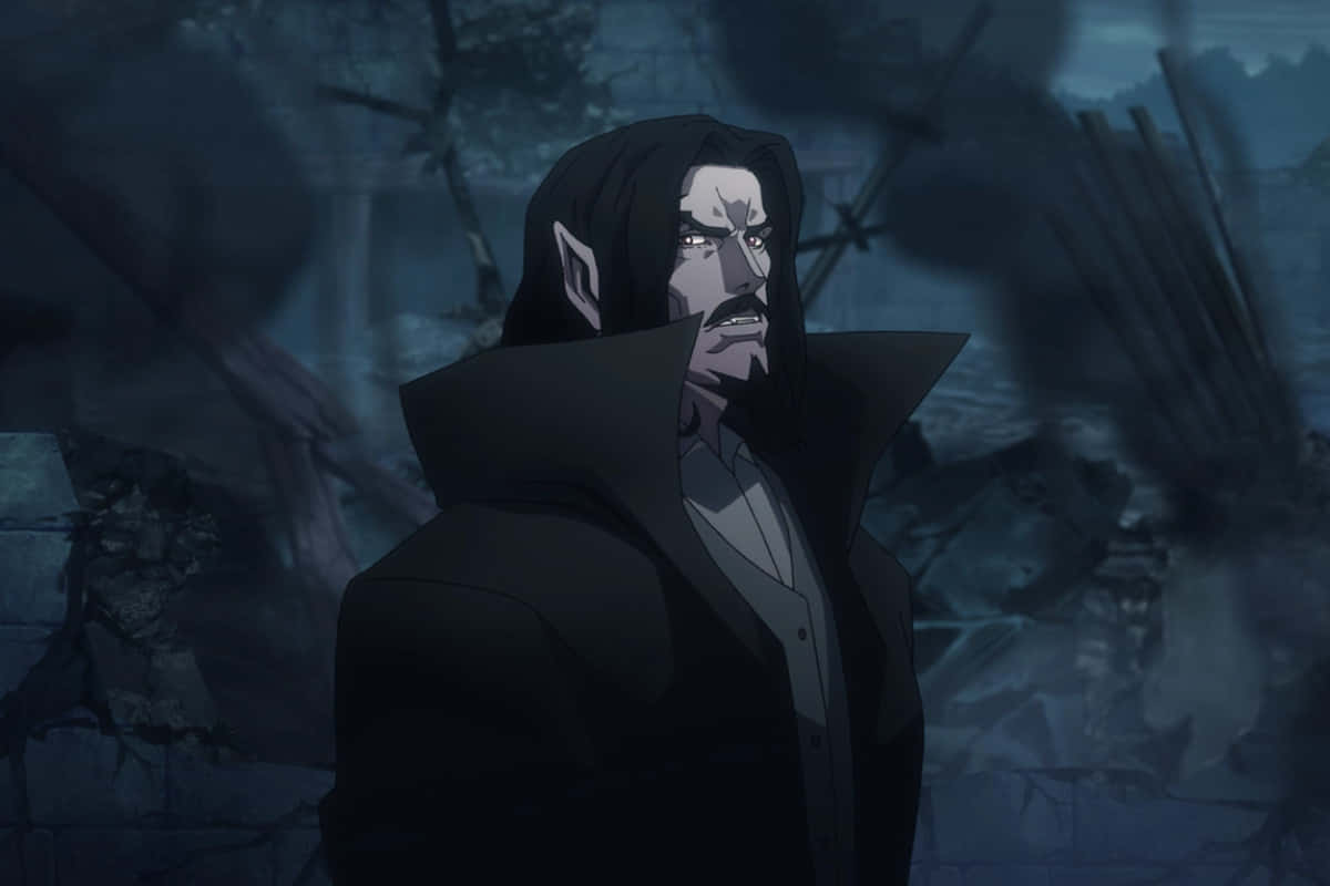 Castlevania Animated Vampire Noble Night Scene Background