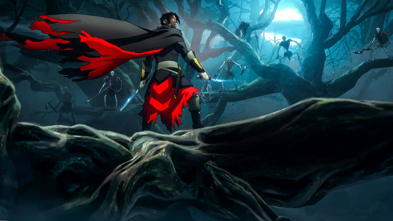 Castlevania Netflix Trevor Belmont Forest Battle Scene Background