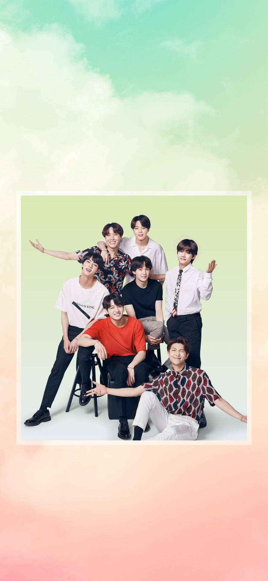 Casual Bts Dynamite Group Photo Background