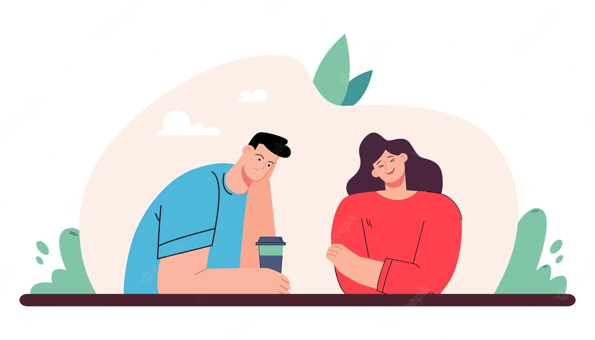 Casual Coffee Chat Illustration Background