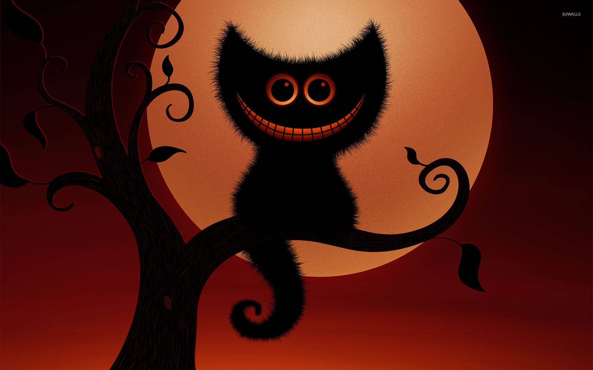 Cat Art Cheshire Cat Halloween Theme Background