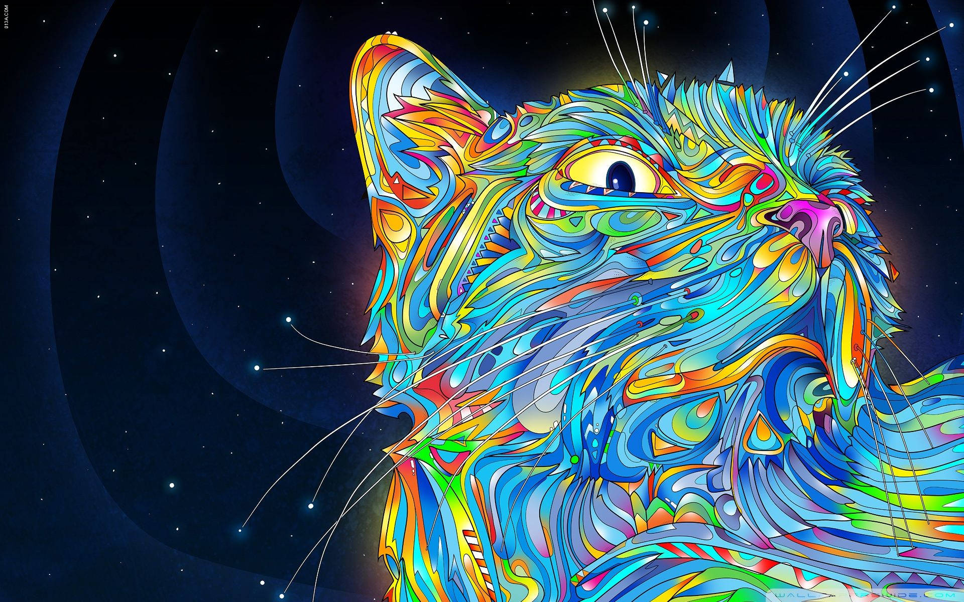 Cat Art Psychedelic Cat Background