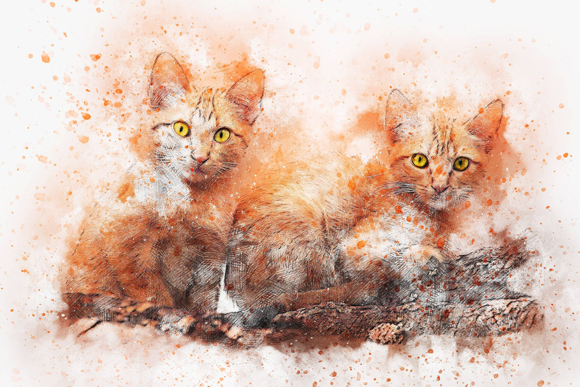 Cat Art Realistic Orange Cats