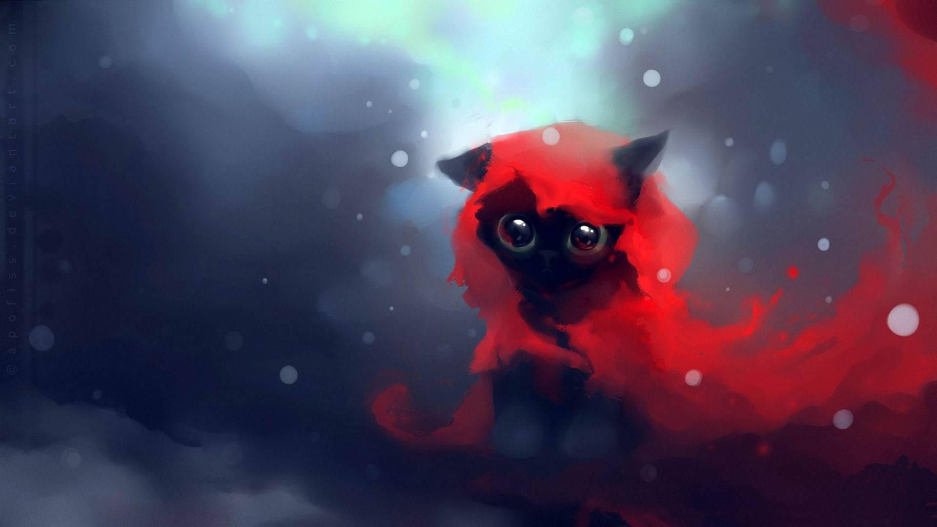 Cat Art Red Hooded Kitten Background