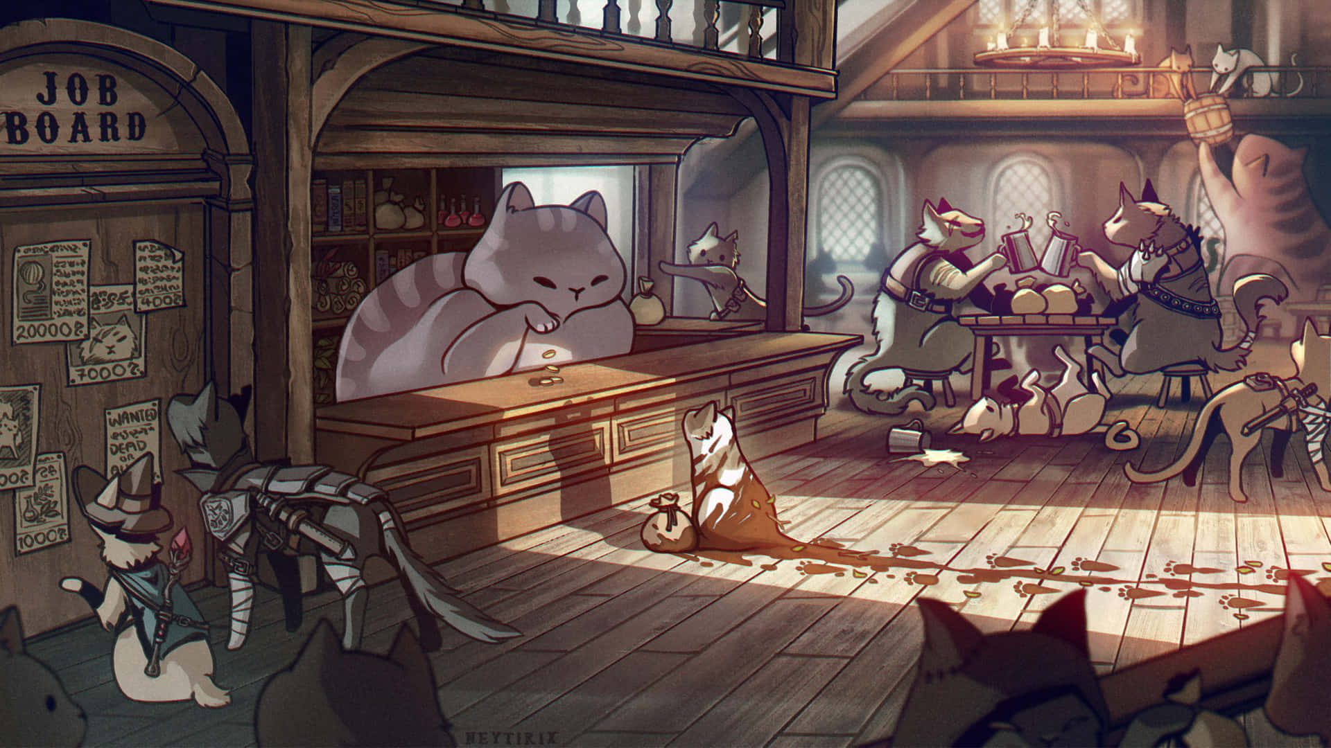 Cat Cafe Anime Background