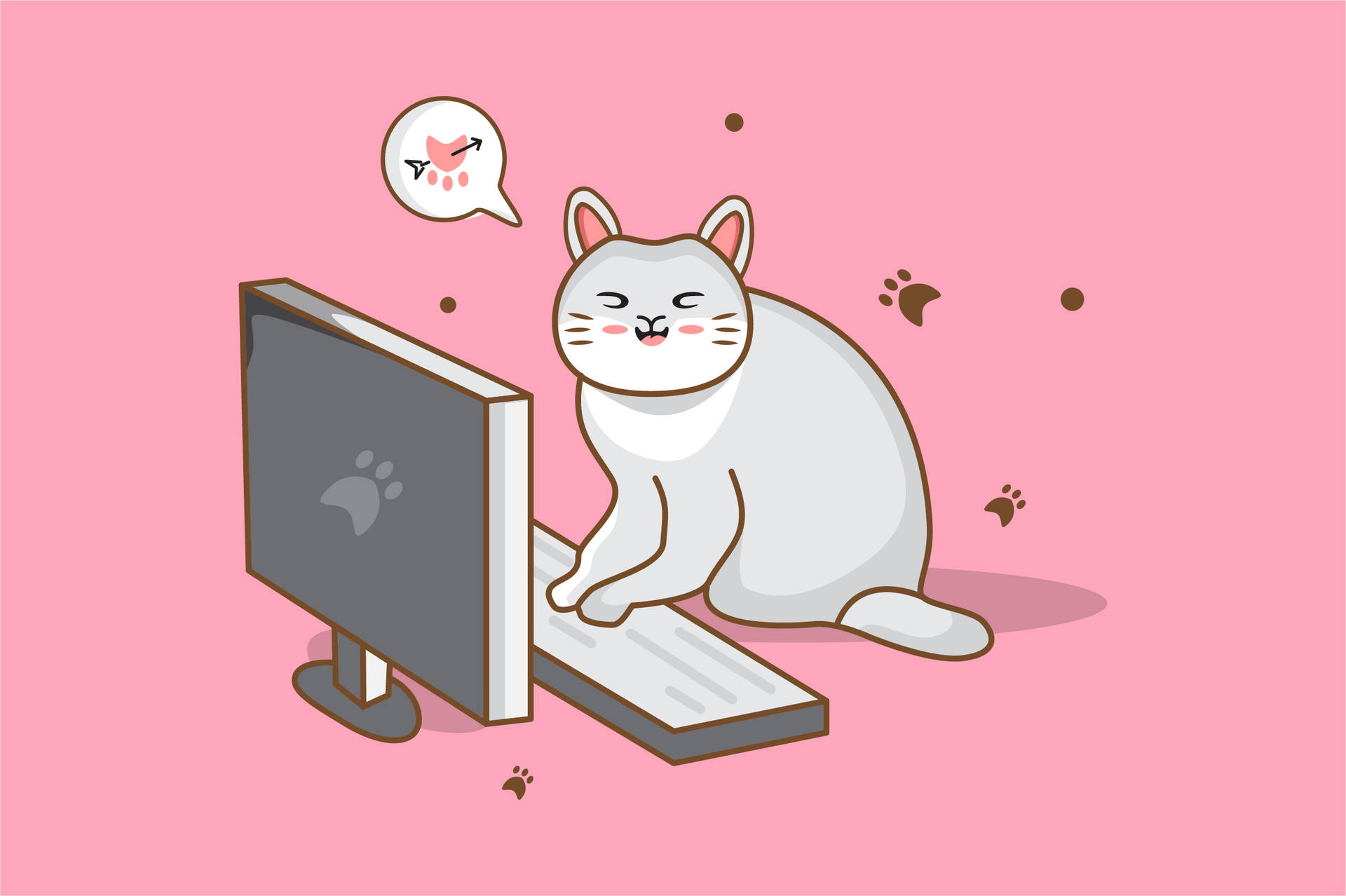 Cat Computer Keyboard Art Background