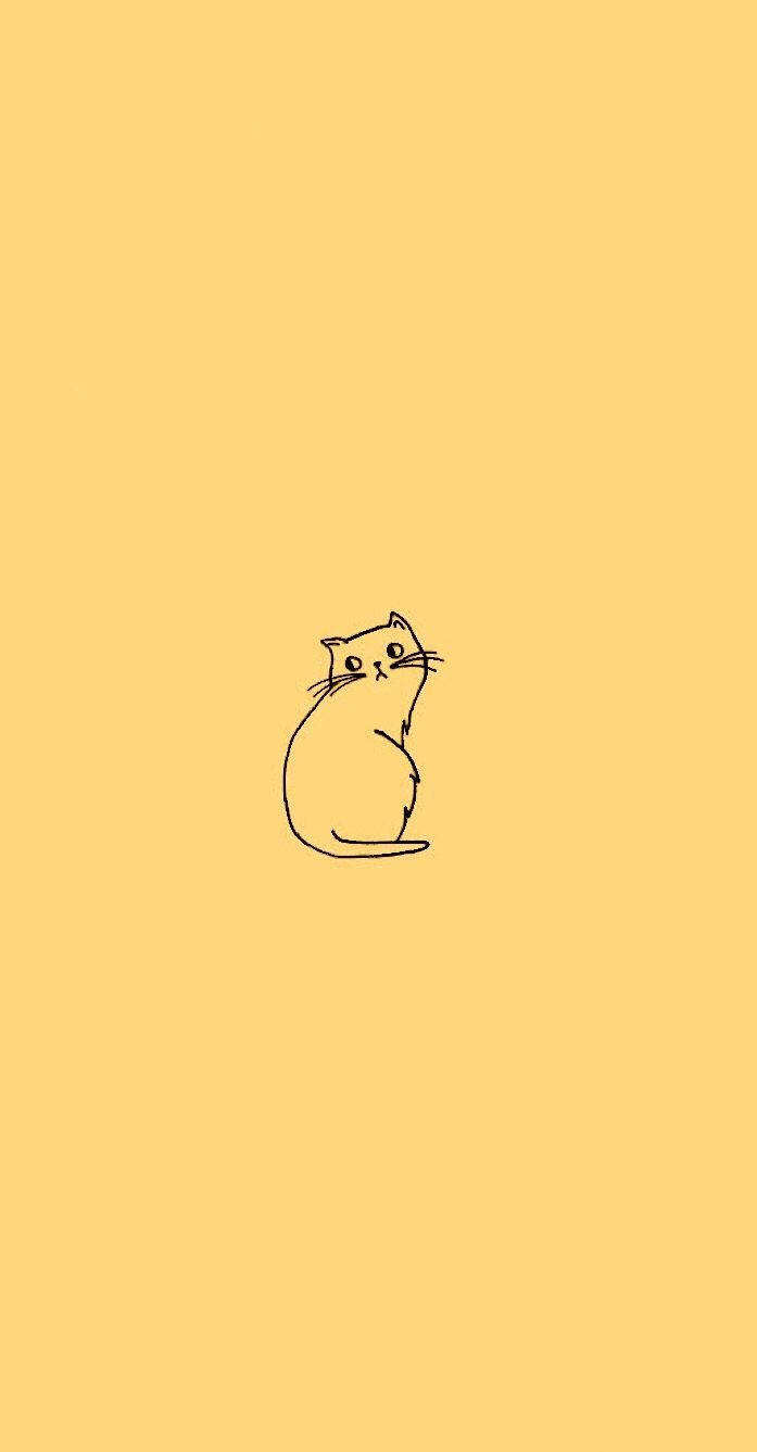 Cat Cute Yellow Aesthetic Background