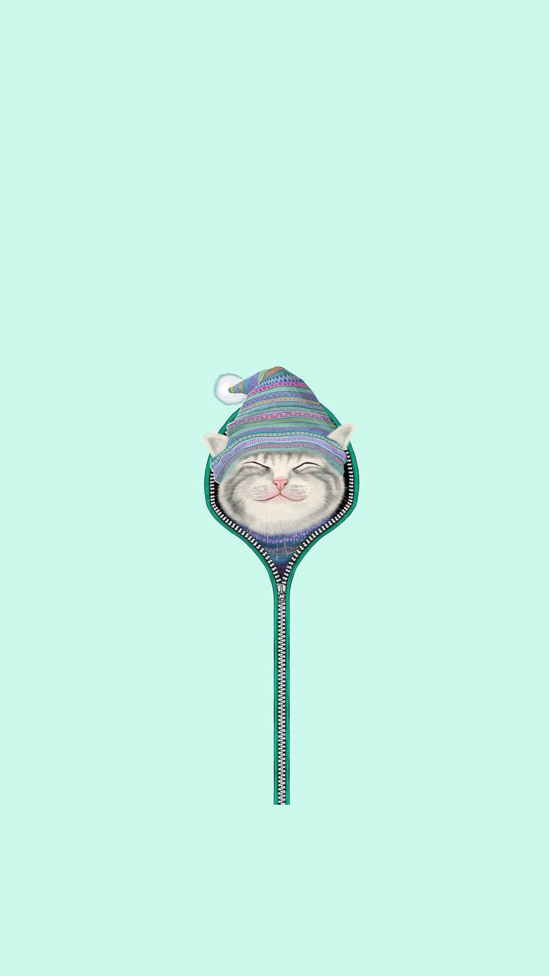 Cat In The Zip Cute Android Background