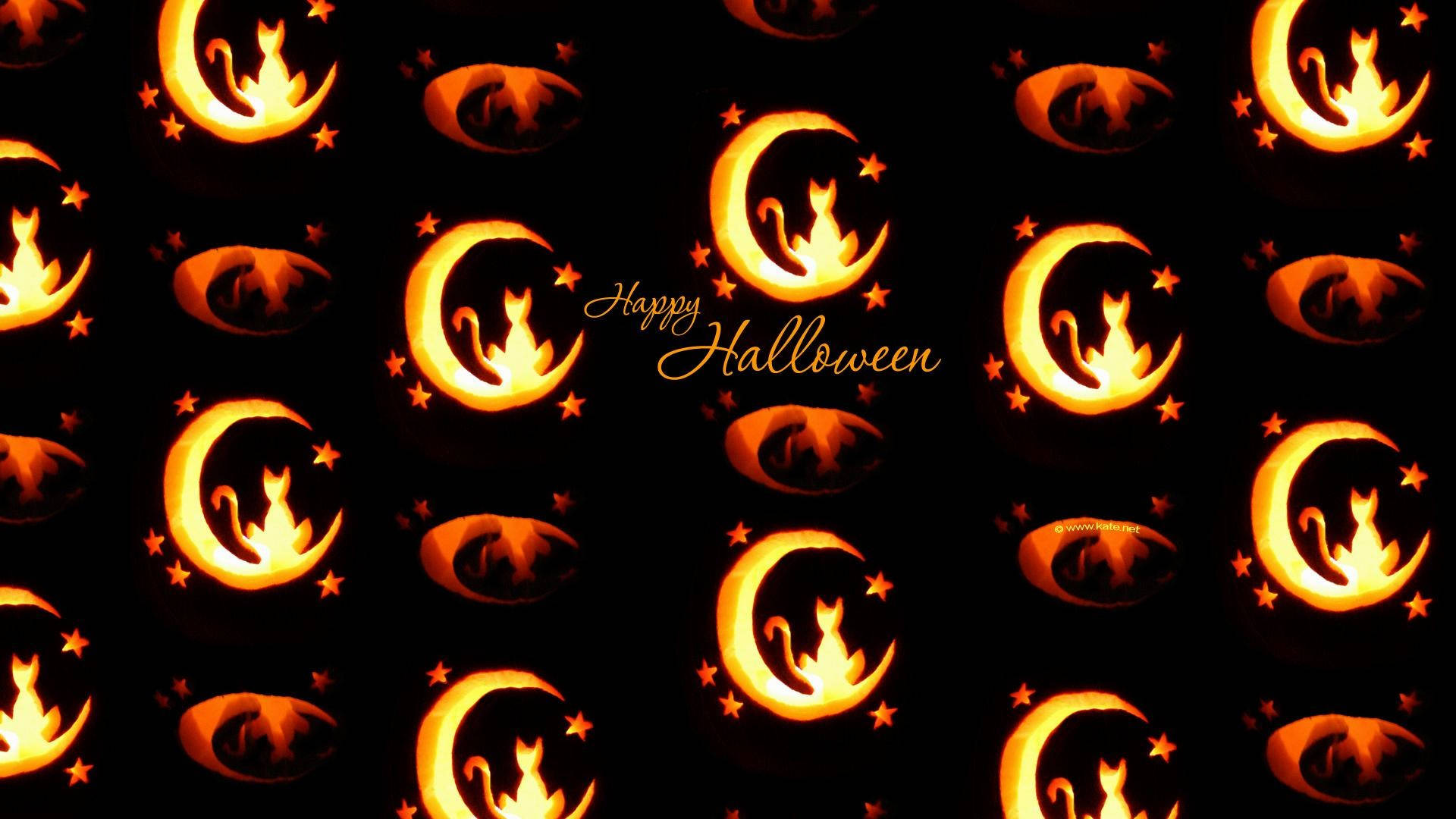 Cat Lovers' Cute Halloween Desktop Background