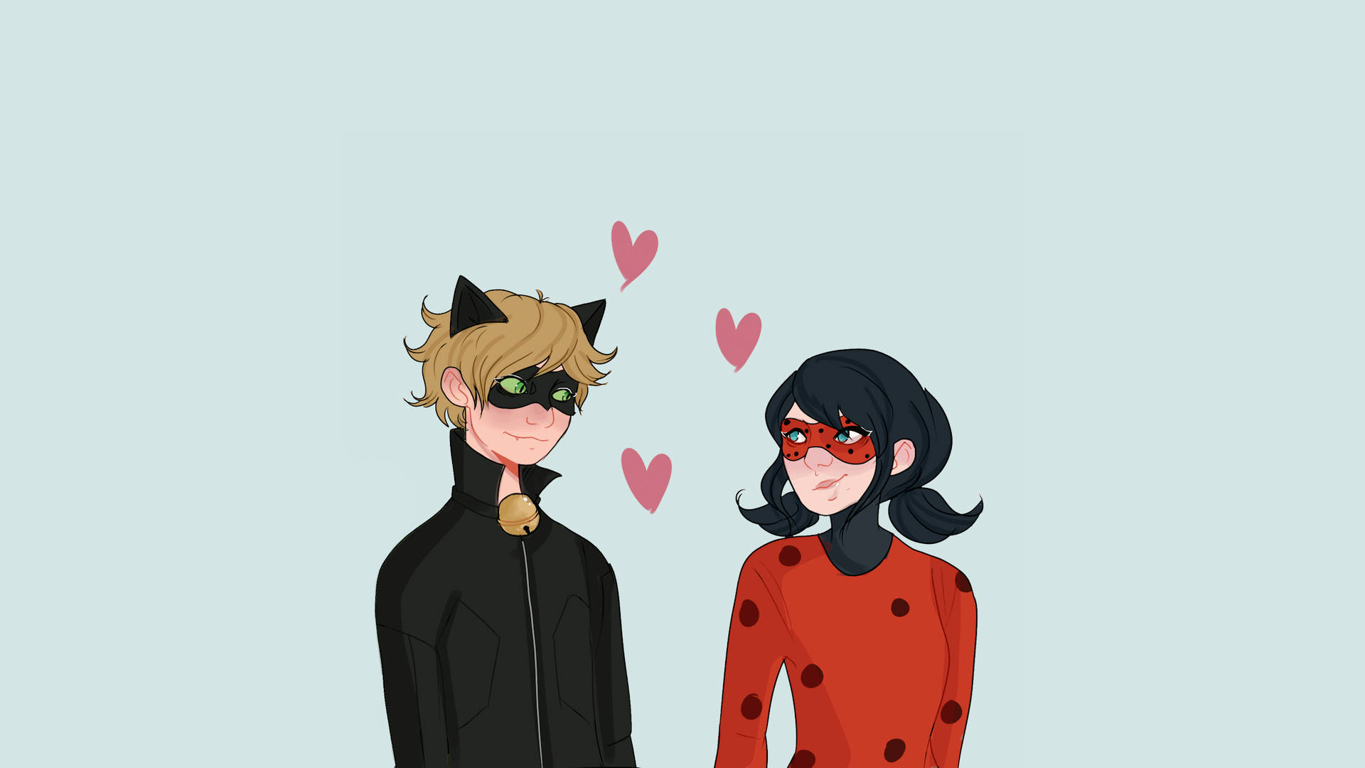 Cat Noir And Ladybug Hearts Background