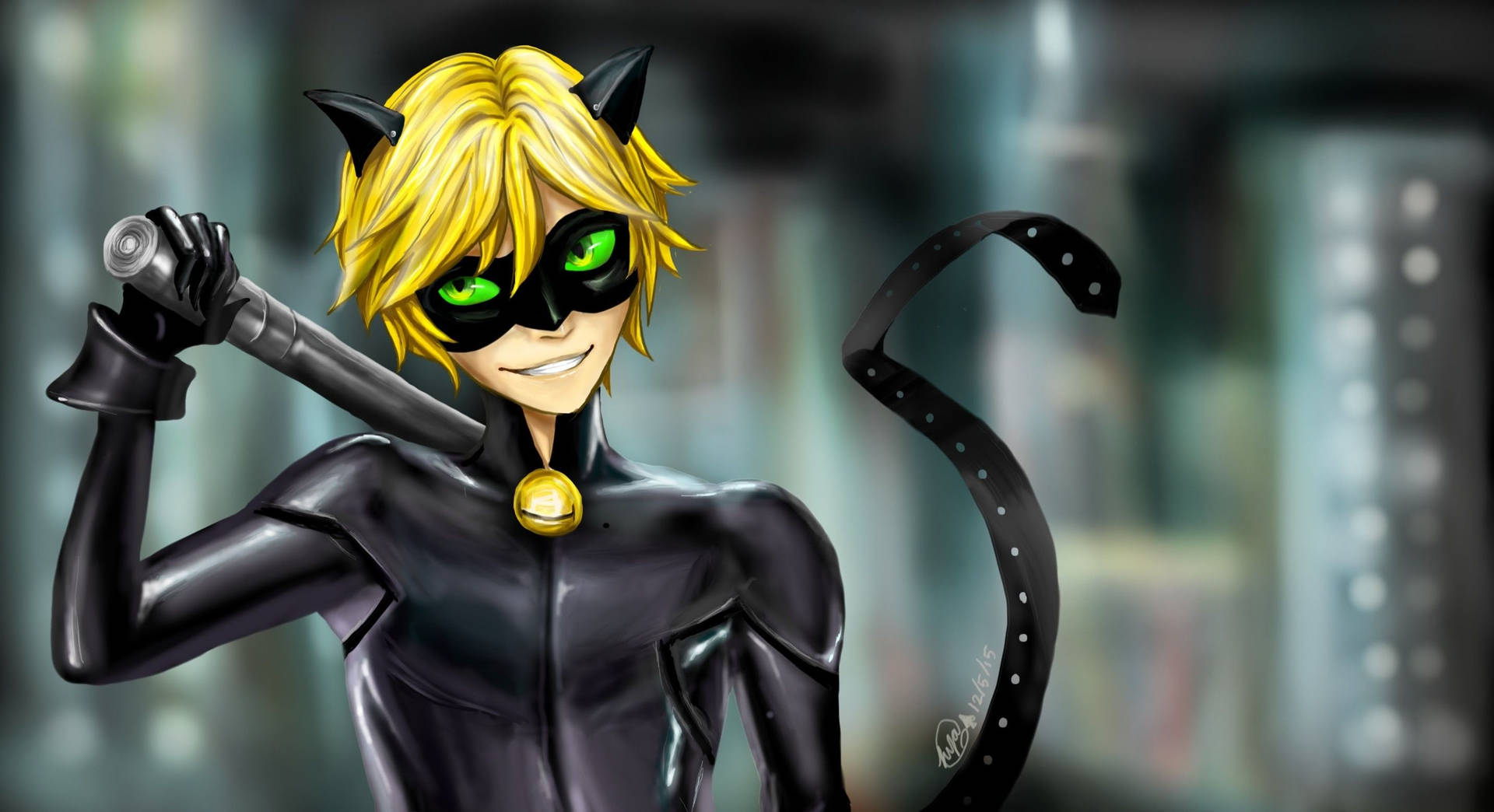 Cat Noir Digital Drawing Background