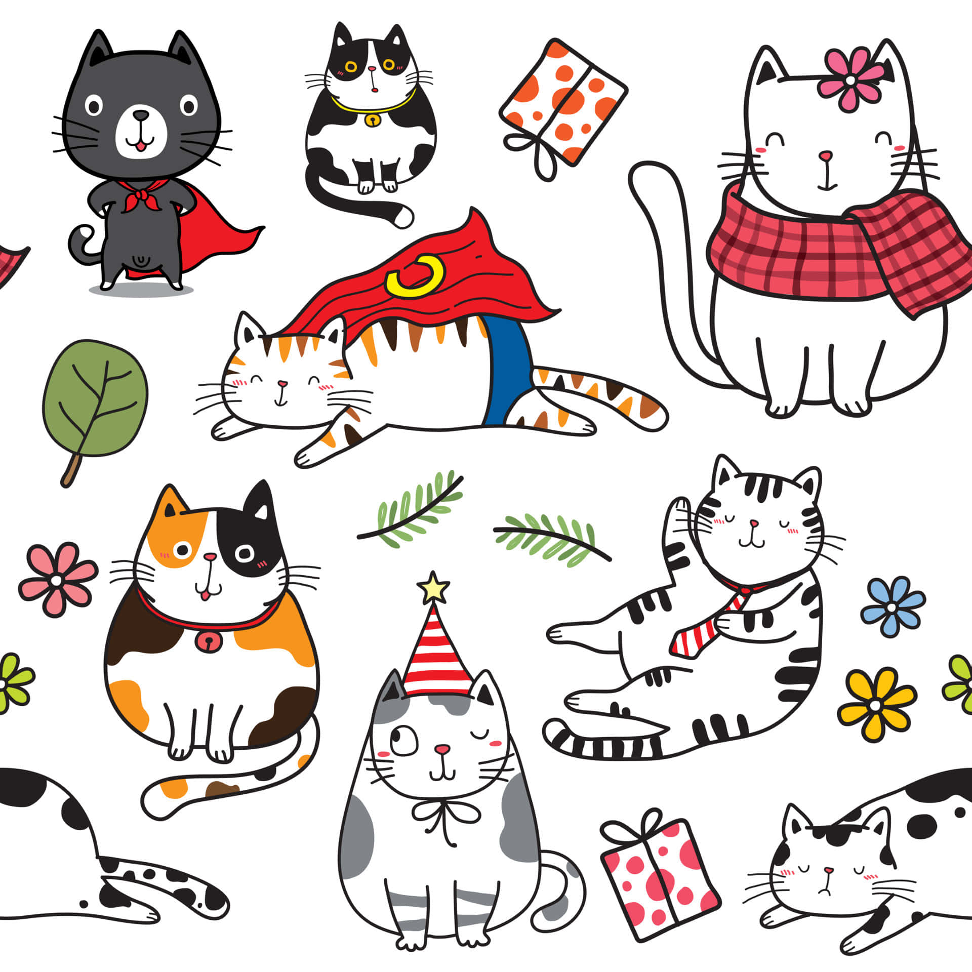 Cat Stickers Cute Things Background