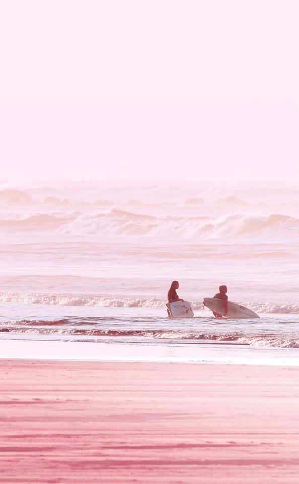Catch The Dusk While Relaxing At The Pink Beach Aesthetic Background