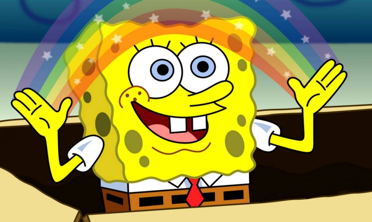Catch The Rainbow With Spongebob Background