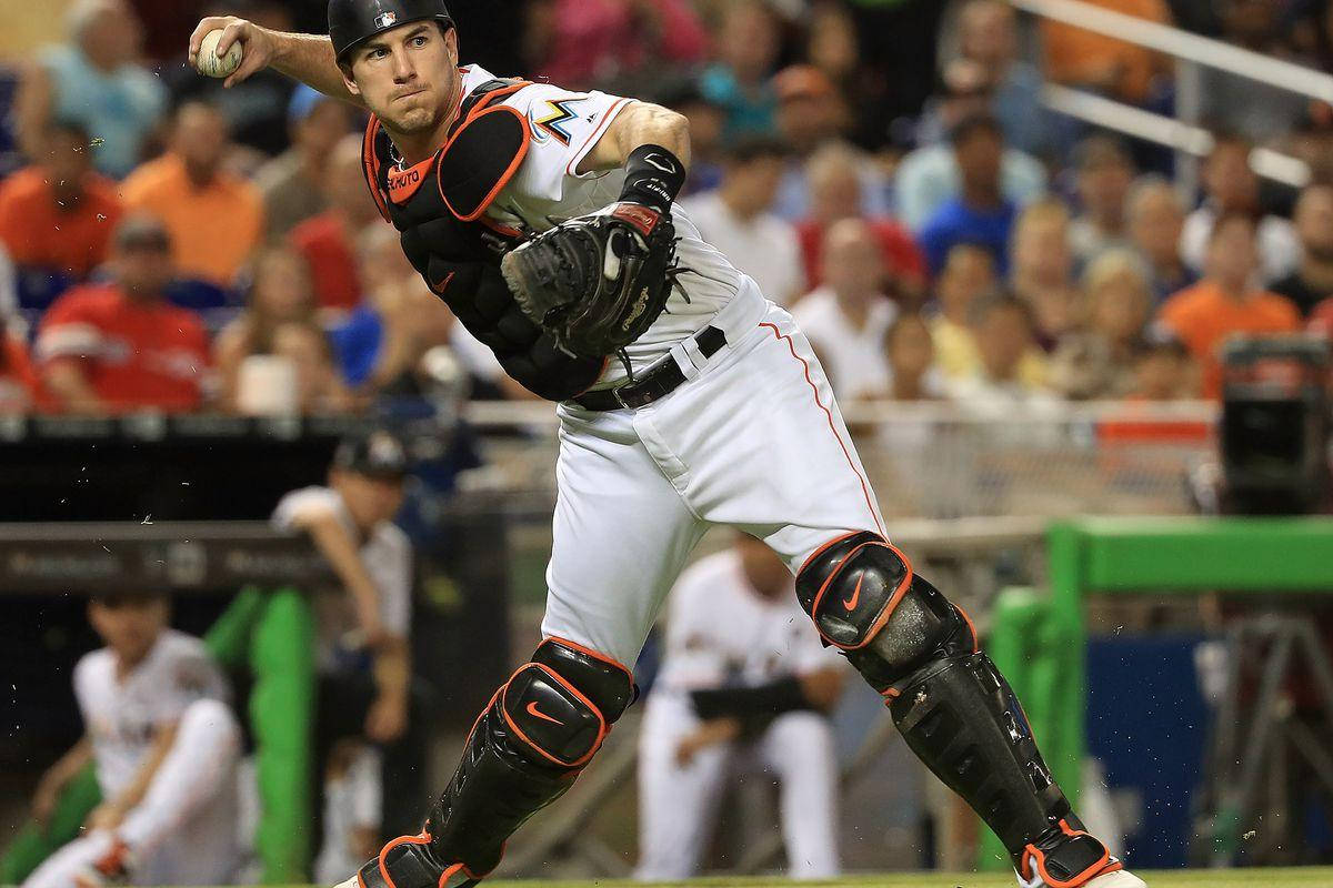 Catcher Jt Realmuto In Action Background