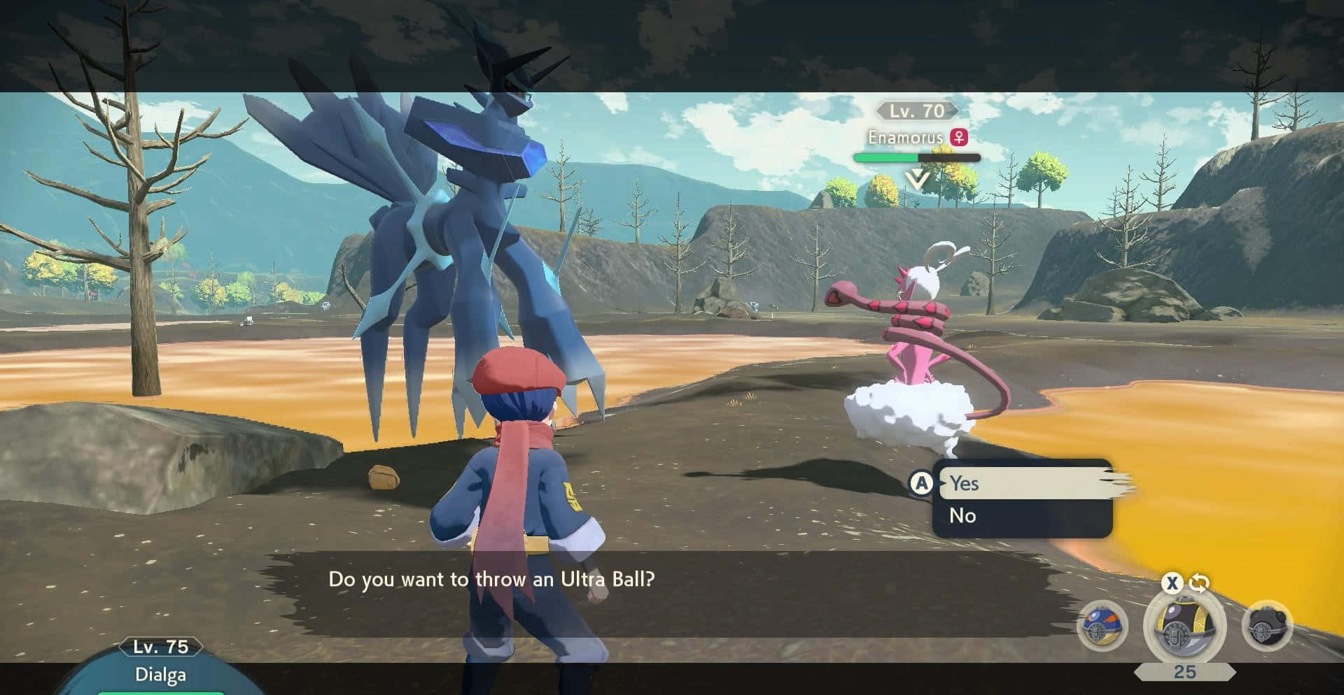 Catching Enamorus In Pokémon Arceus Background