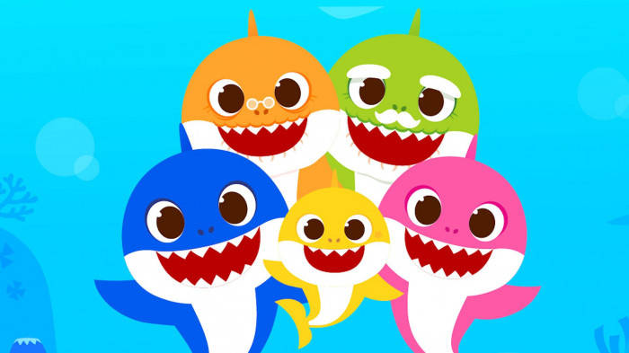 Catchy And Colorful Pinkfong Baby Shark Family Background