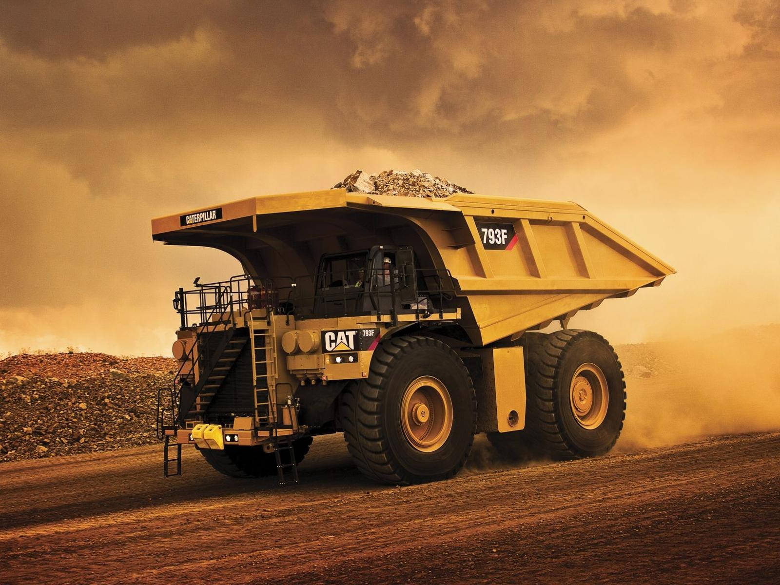 Caterpillar 797 Dump Truck For Construction Background