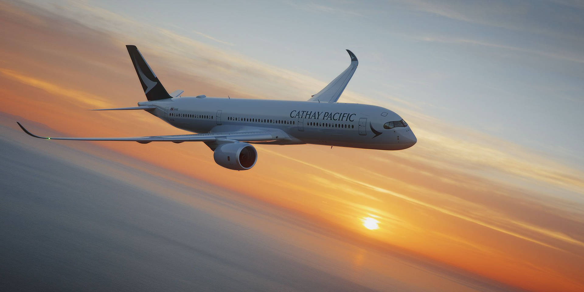 Cathay Pacific And Sunset Background