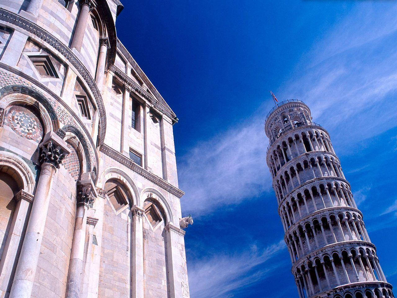 Cathedral And Leaning Tower Of Pisa Up Close Background