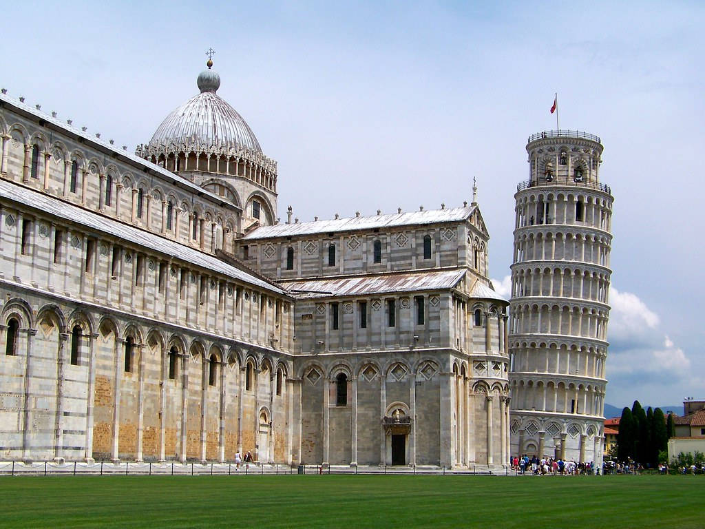 Cathedral Beside Leaning Tower Of Pisa Background