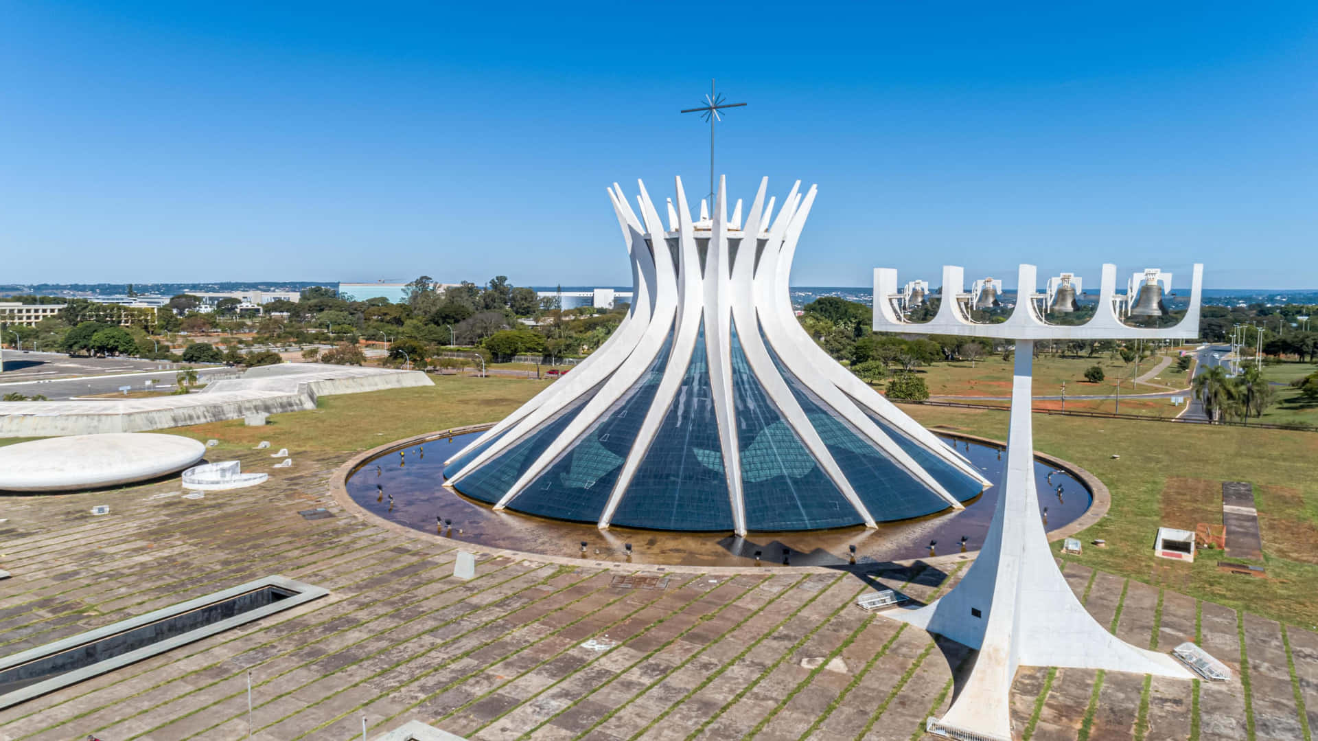 Cathedral Of Brasilia Aerial View Background