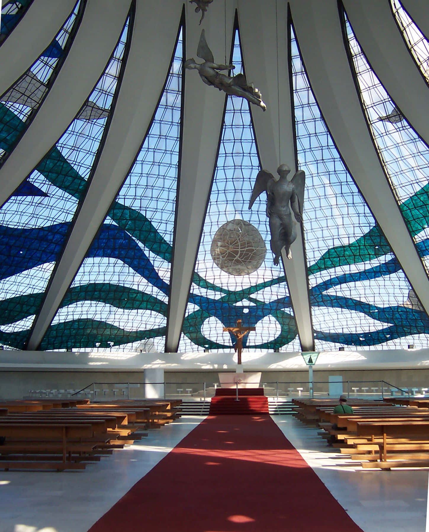 Cathedral Of Brasilia Angel Statues Background