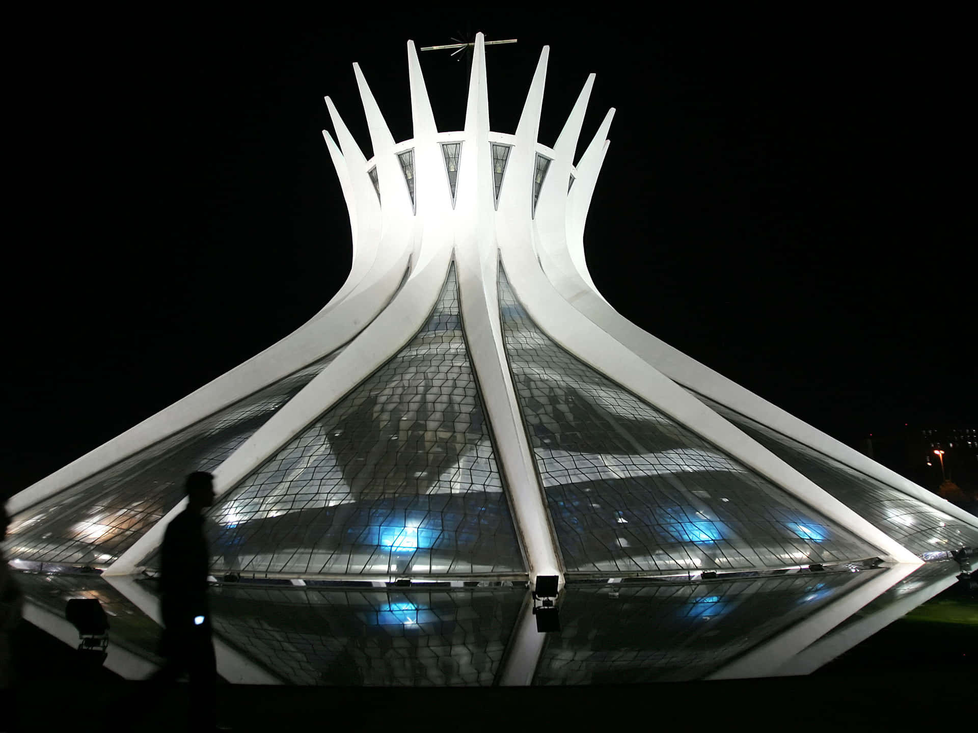 Cathedral Of Brasilia At Night Background