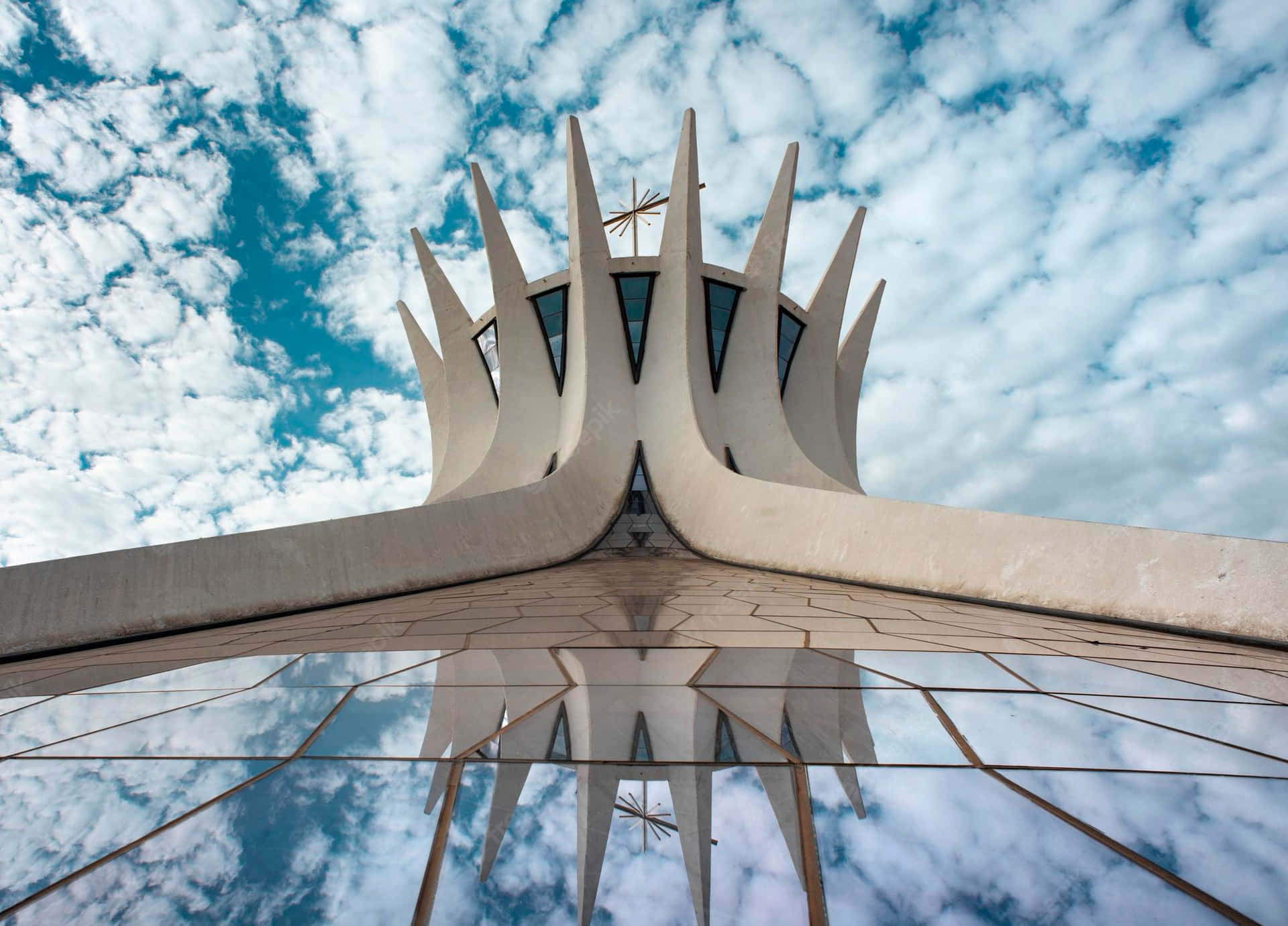 Cathedral Of Brasilia Reflection Background