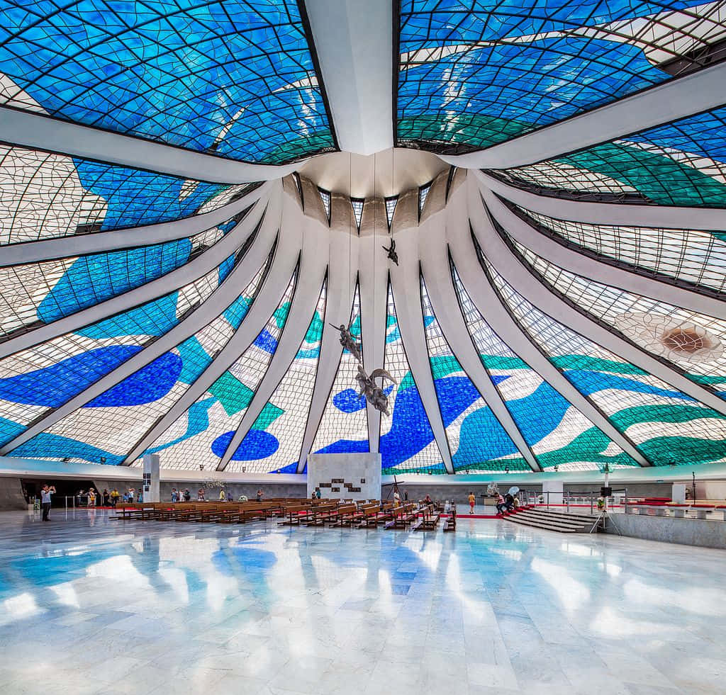 Cathedral Of Brasilia View From Afar Background
