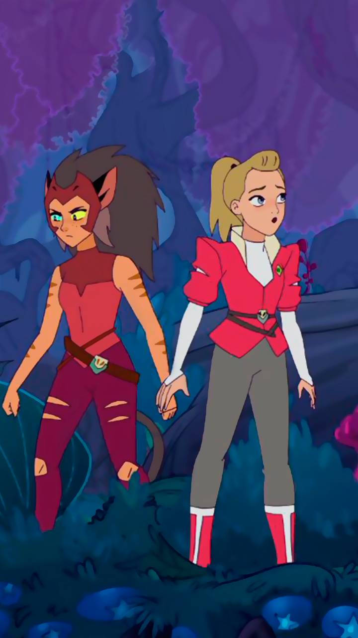 Catradora Love - Two Cats Adorably Sharing Love Background