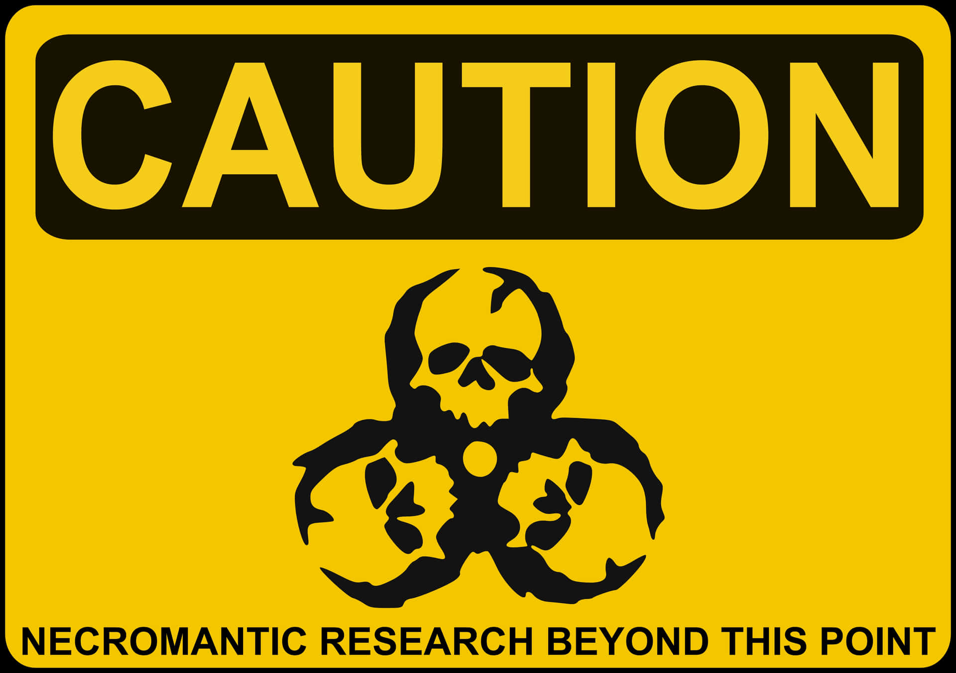Caution Sign With Toxic Skull Symbol