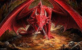 Cave Angry Red Dragon Background